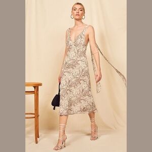Reformation Python Snake Venezia Midi Dress 2 NWOT